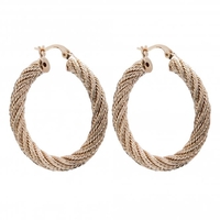 Gold Plated Textured Twist Hoop Earrings