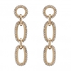 Gold Plated Three Drop Pave Forward Facing Earrings