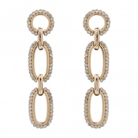Gold Plated Three Drop Pave Forward Facing Earrings