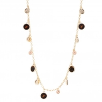 Gold Plated Tortoise Shell Resin Jangle Rope Necklace