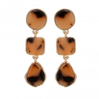 Gold Plated Tortoishell Resin Tripple Drop Earring