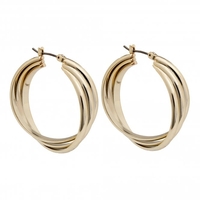 Gold Plated Twist Polished Hoop Earrings