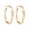 Gold Textured Cross Over Hoop Earring