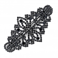 Jet Crystal Pave Barette Hair Clip