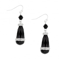 Jet Facet And Crystal Peardrop Earring