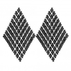 Jet Plated Crystal Diamante Diamond Shape Chandelier Drop Earrings
