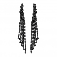 Jet Plated Crystal Diamante Drop Earrings