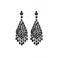 Jon Richard Cubic Zirconia Black Statement Earrings