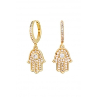 Jon Richard Cubic Zirconia Gold Hamsa Hand Huggie Earrings