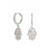 Jon Richard Cubic Zirconia Hamsa Hand Huggie Hoop Earrings