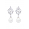 Jon Richard Cubic Zirconia Leaf And Pearl Drop Earrings