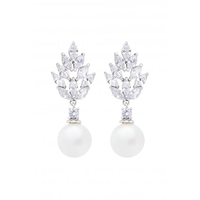 Jon Richard Cubic Zirconia Leaf And Pearl Drop Earrings
