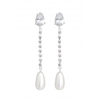 Jon Richard Double Pearl Cubic Zirconia Linear Drop Earrings