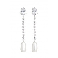 Jon Richard Double Pearl Cubic Zirconia Linear Drop Earrings