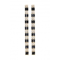 Jon Richard Gold Plate And Jet Cubic Zirconia Double Drop Earrings