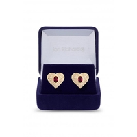 Jon Richard Gold Plate And Ruby Cubic Zirconia Heart Stud Earrings - Gift Boxed