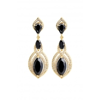 Jon Richard Gold Plate Cubic Zirconia And Black Marquisse Statement Earrings