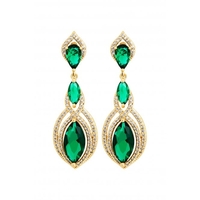 Jon Richard Gold Plate Cubic Zirconia And Emerald Marquisse Stud Earrings