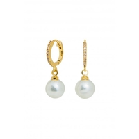 Jon Richard Gold Plate Cubic Zirconia Pearl Huggie Earrings