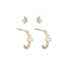 Jon Richard Gold Plate Mixed Stone And Hoop Multi Pack Earrings