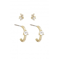 Jon Richard Gold Plate Mixed Stone And Hoop Multi Pack Earrings