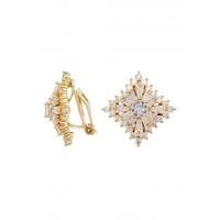 Jon Richard Gold Plated And Cubic Zirconia Square Clip Earrings