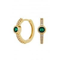 Jon Richard Gold Plated And Emerald Huggie Hoop Earrings