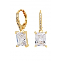 Jon Richard Gold Plated Emerald Cut Cubic Zirconia Hoop Earrings