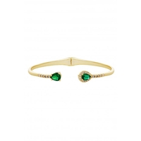 Jon Richard Gold Plated Emerald Pear Open Bangle Bracelet