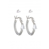 Jon Richard Mixed Rhodium Stone And Hoop Multi Pack Earrings