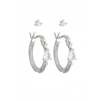 Jon Richard Mixed Rhodium Stone And Hoop Multi Pack Earrings