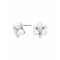 Jon Richard Pearl And Cubic Zirconia Cluster Stud Earrings