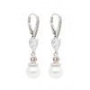 Jon Richard Pearl And Cubic Zirconia Hoop Drop Earrings