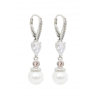 Jon Richard Pearl And Cubic Zirconia Hoop Drop Earrings