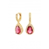 Jon Richard Pink Peardrop Huggie Earrings