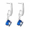 Jon Richard Radiance Collection Blue Cube Drop with Pave Swirl Drop Earrings