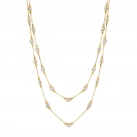 Jon Richard Radiance Collection Gold Plated Clear Station Multi-Row Necklace