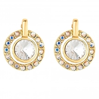 Jon Richard Radiance Collection Gold Plated Crystal Pave Double Circle Earrings
