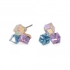 Jon Richard Radiance Collection Gold Plated Pink & Blue Crystal Triple Cube Stud Earrings