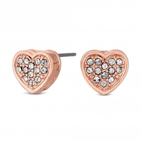 Jon Richard Radiance Collection Rose Gold Plated Clear Heart Stud Earrings