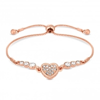 Jon Richard Radiance Collection Rose Gold Plated Clear Heart Toggle Bracelet