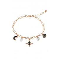 Jon Richard Radiance Collection Rose Gold Plated Jet Star Charm Bracelet