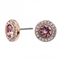 Jon Richard Radiance Collection Rose Gold Plated Pink Halo Stud Earrings