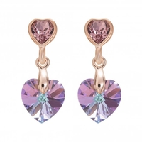 Jon Richard Radiance Collection Rose Gold Plated Pink Heart Drop Earrings