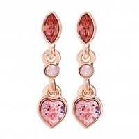Jon Richard Radiance Collection Rose Gold Plated Pink Heart Drop Earrings