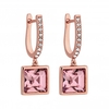 Jon Richard Radiance Collection Rose Gold Plated Pink Square Drop Earrings