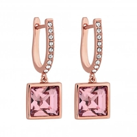 Jon Richard Radiance Collection Rose Gold Plated Pink Square Drop Earrings