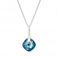Jon Richard Radiance Collection Silver Plated Aqua Blue Cushion Pendant Necklace