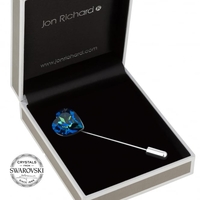 Jon Richard Radiance Collection Silver Plated Bermuda Blue Heart Scarf Pin