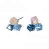 Jon Richard Radiance Collection Silver Plated Blue Crystal Triple Cube Stud Earrings
